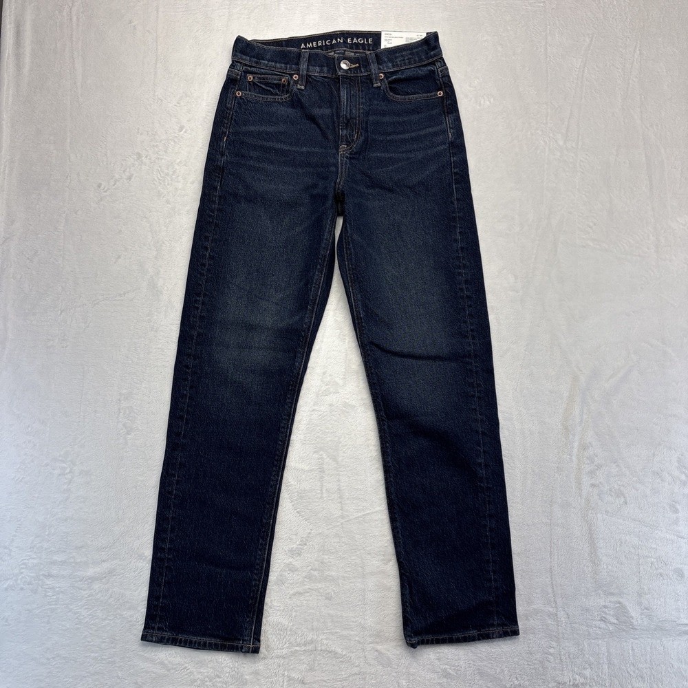 AE American Eagle Jeans Womens 0 Super High Rise Straight Leg Stretch Selvedge